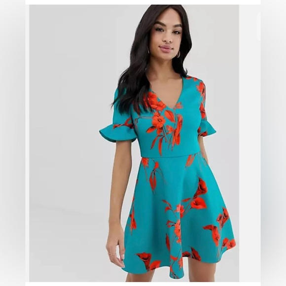 Ted Baker Chynaa Fantasia V-Neck Fit and Flare Skater Dress in TB size 2 - Picture 2 of 11